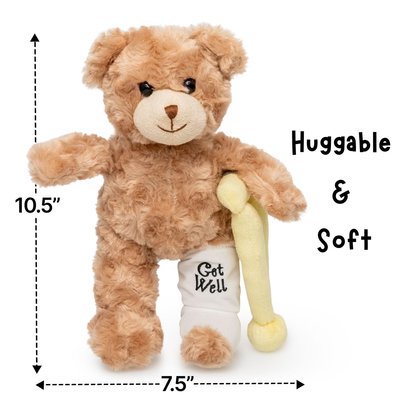 Broken Leg Bear Plush Bear 10" Reversible Cast & Crutch Teddy by Fine Toyz & More