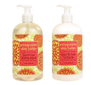 Greenwich Bay Trading Company Botanical Collection Bundle: Pomegranate Shea Butter - 16 Ounce Shea Butter Lotion & 16 Ounce Hand Soap