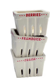 Stoneware Berry Baskets, Set of 3 (Words), White