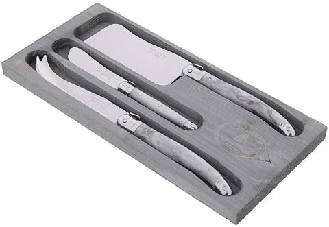 Jean Dubost 3pc Set with Marble Acrylic Handles cheese knives, one size