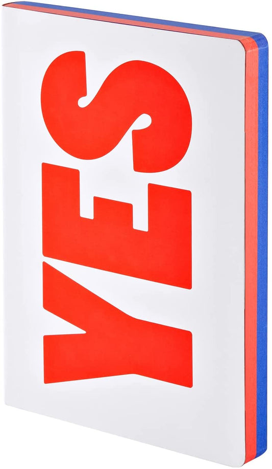 Nuuna Graphic L "Yes-No" Smooth Bonded Leather Notebook - Red, Blue/White