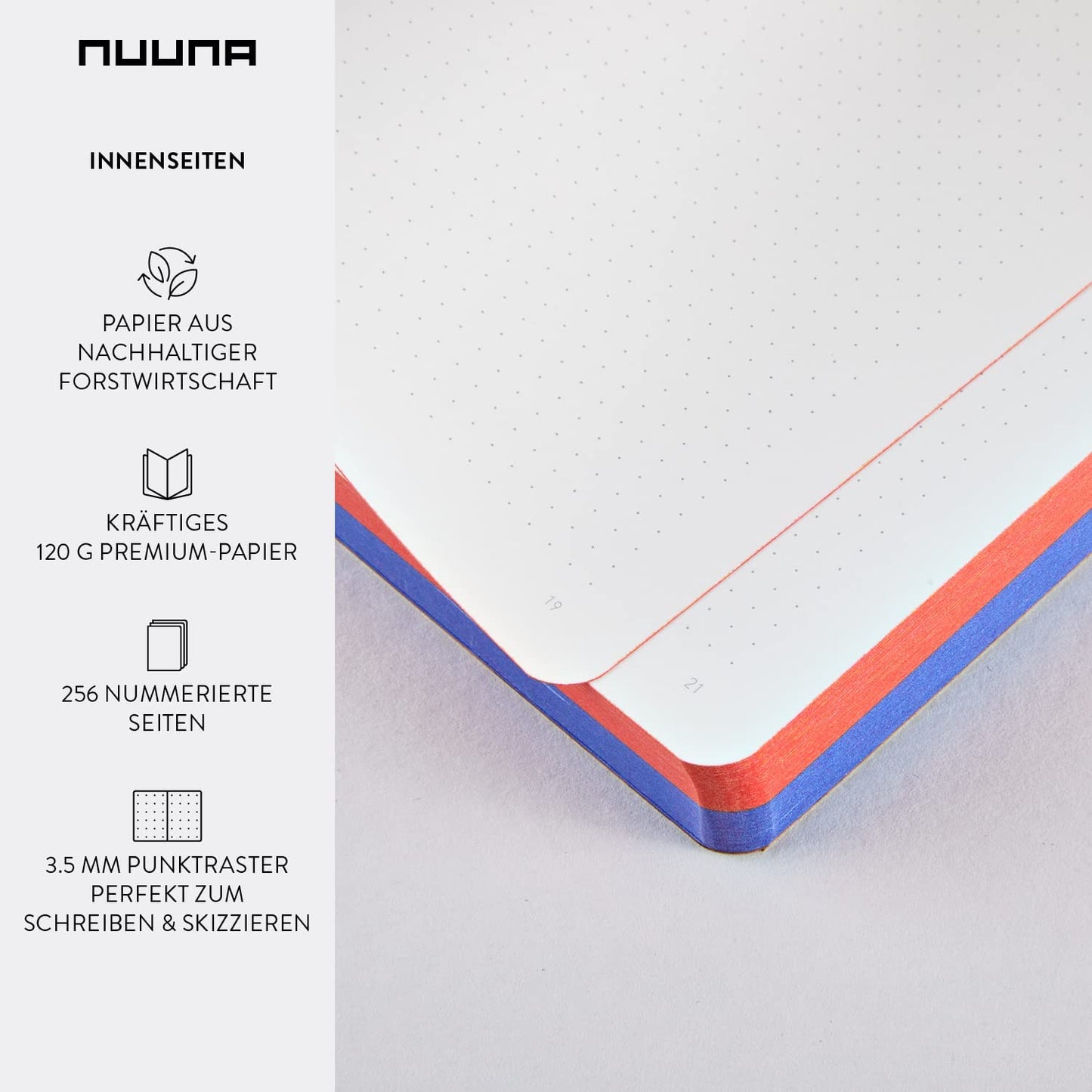 Nuuna Graphic L "Yes-No" Smooth Bonded Leather Notebook - Red, Blue/White