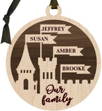 Magical Princess Castle Personalized Our Family Wood Christmas Tree Ornament