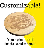 Jolitee Customizable Bamboo Coasters, Set of Four 4, Includes Bamboo Holder, 4 x 3/8 inches