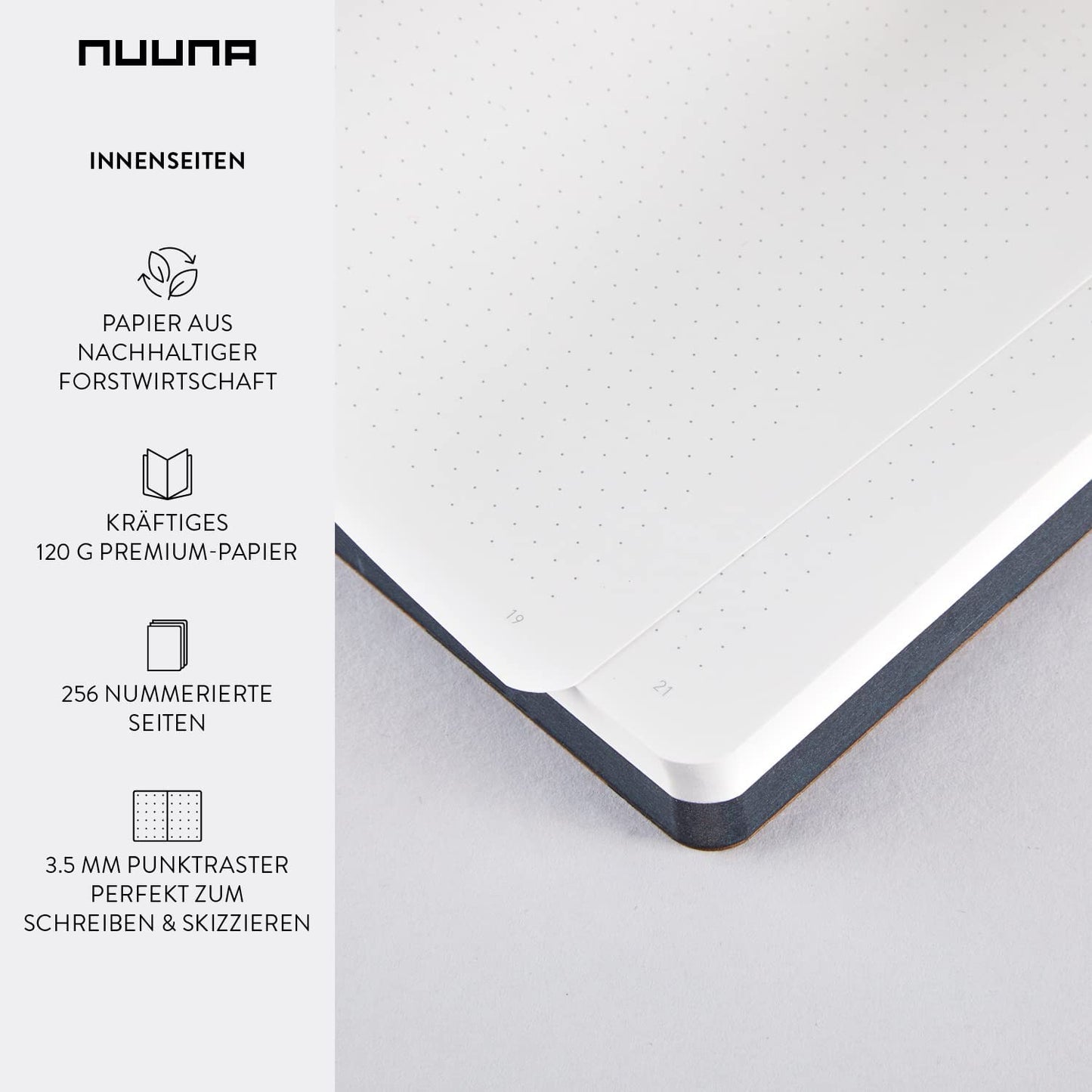 Nuuna Graphic L "Copywright" Smooth Bonded Leather Notebook - White
