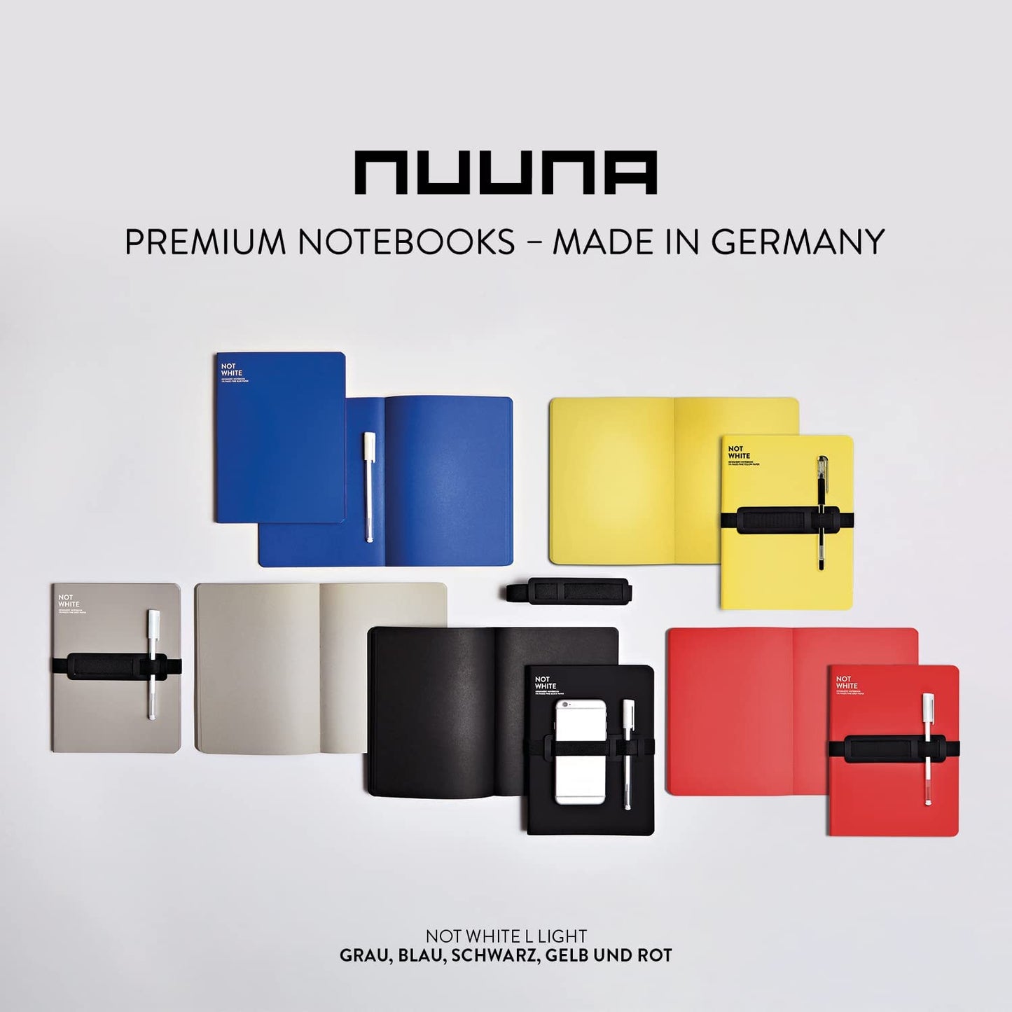 Nuuna Not White L Light Luxury Lay Flat Recycled Leather Notebook 6.5" x 8.5" with Pen