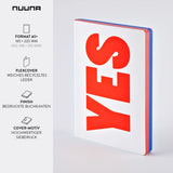 Nuuna Graphic L "Yes-No" Smooth Bonded Leather Notebook - Red, Blue/White
