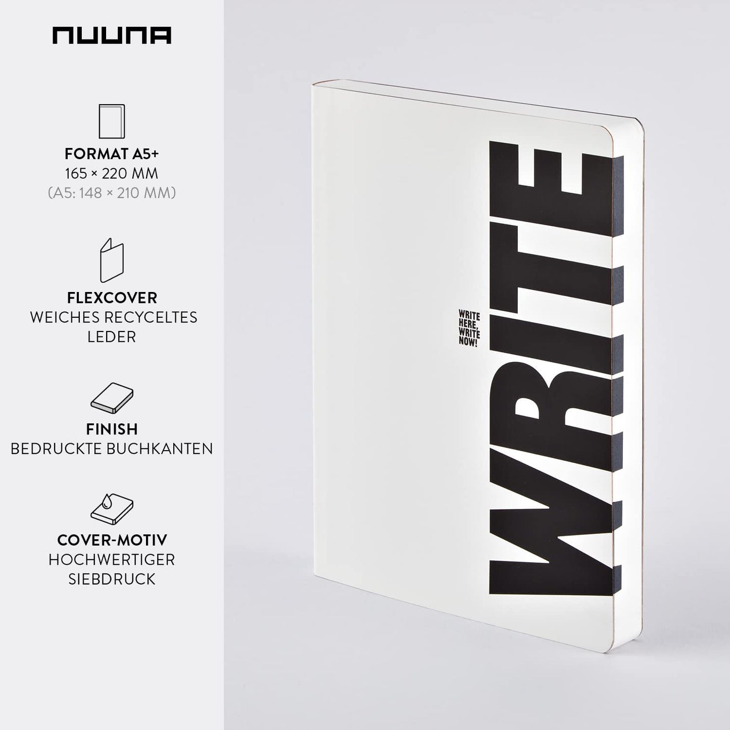 Nuuna Graphic L "Write-Wrong" Smooth Bonded Leather Notebook - White