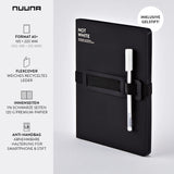 Nuuna Not White L Light Luxury Lay Flat Recycled Leather Notebook 6.5" x 8.5" with Pen