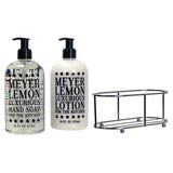 Greenwich Bay 3 Pc Set - Meyer Lemon Soap and Lotion Duo in Chrome Caddy