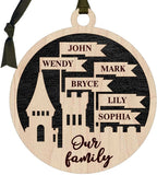 Magical Princess Castle Personalized Our Family Wood Christmas Tree Ornament