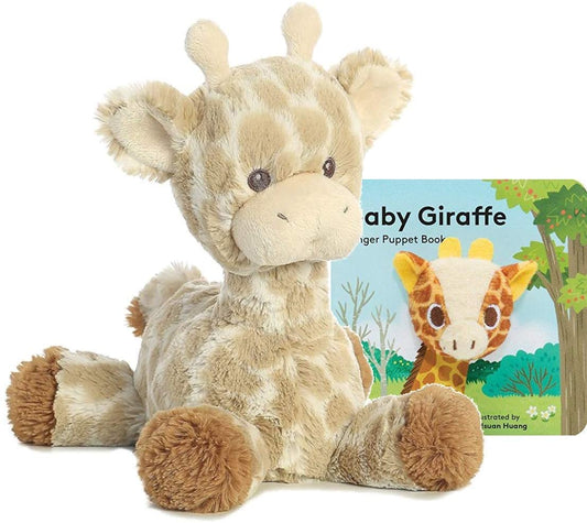 ebba Loppy Giraffe Plush with Finger Puppet Book