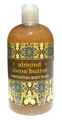 Greenwich Bay ALMOND COCOA BUTTER Exfoliating Body Wash for Men and Women-Gentle Body Scrub Parabens Free -Sulphates Free-Blended with Loofah, Apricot Seed-Moisturizing Shea Butter -16 oz.