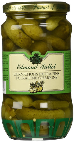Fallot French Cornichons Pickles Gherkins Mini Baby Pickles 6.7 Oz (Drained) 11.95 Oz Jar