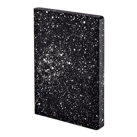 nuuna Graphic L Design Notebook – "Milky Way – Smooth Bonded Leather Coloured Edging, 256 Page Premium Paper DIN A5 Dot Grid Soft Cover – Black