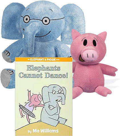 Elephant & Piggie Plush Toys and Elephants Cannot Dance Book Set