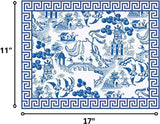 Blue and White Chinoiserie Paper Placemats Disposable Dining Paper Placemats Disposable 24pack One Time Use Placemats for Dining Table (Toile Pagoda)