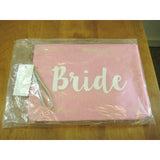 JADE & DEER "BRIDE" PINK SPARKLE GLITTER COSMETIC BAG WRISTLET 8" X 11" NWT