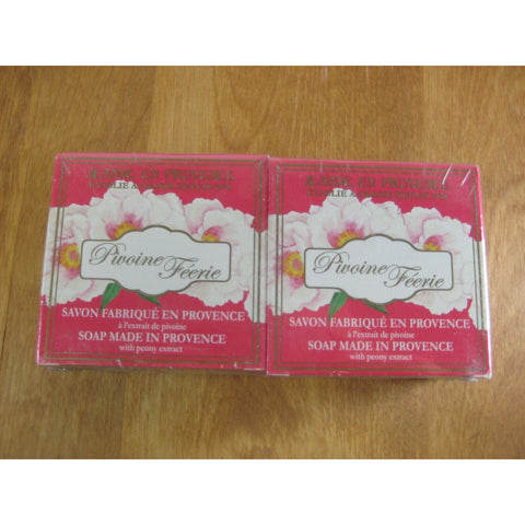 JEANNE EN PROVENCE PIVOINE FEERIE PEONY EXTRACT SOAP PACK OF TWO X 3.5 OZ. NEW