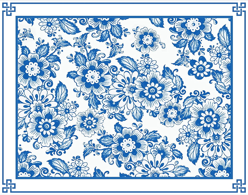 50 Pcs Blue Floral Paper Placemats Blue and White Disposable Place Mats  Watercolor Decorative Vintage Flower Bouquet Table Setting Mats for  Birthday