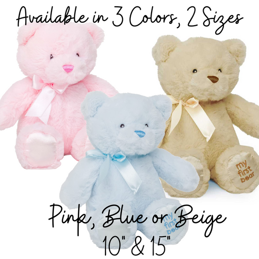 My First Bear 10" Soft Plush Teddy for Newborns & Toddlers by Fine Toyz & More